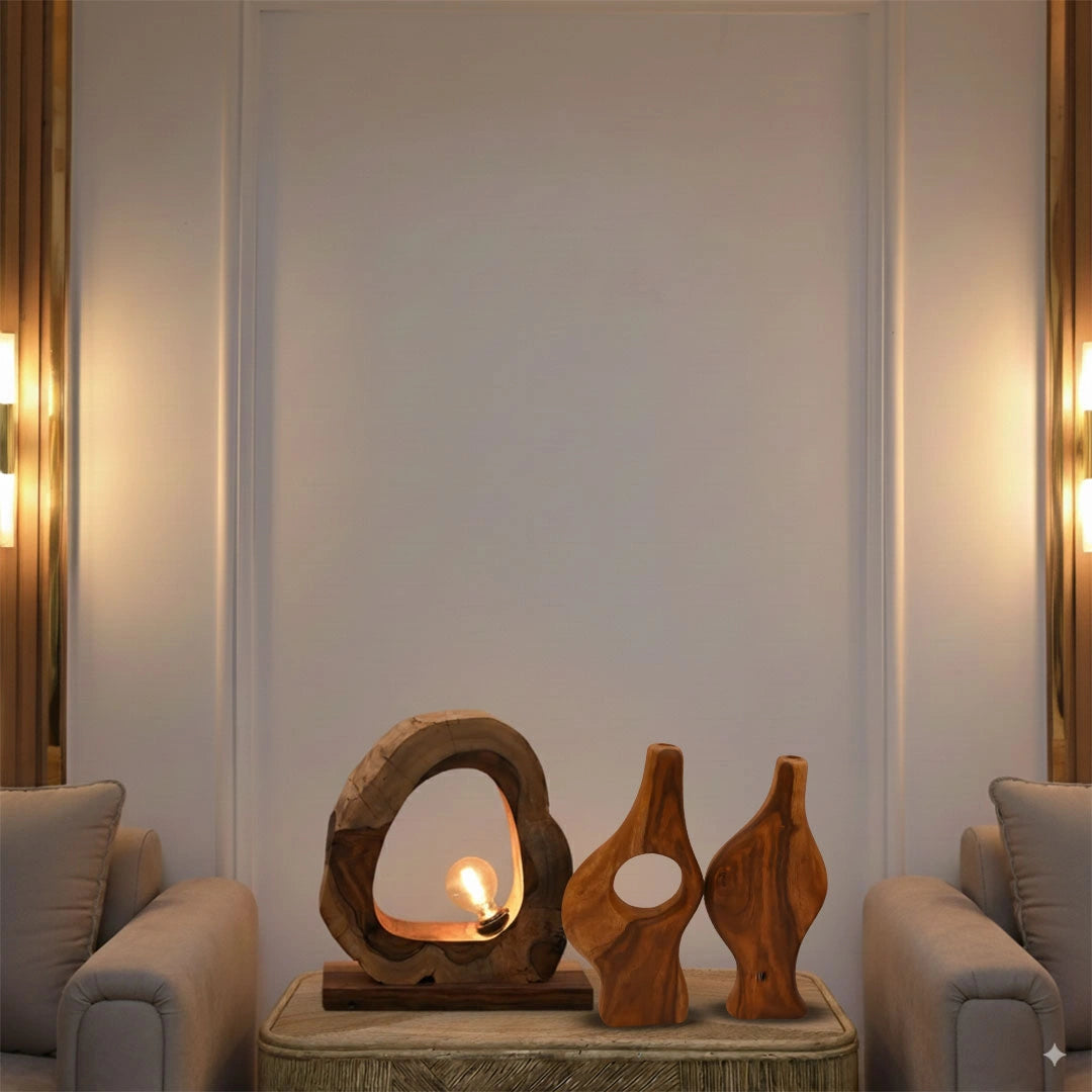 Evening Glow Duo (Hala Live Edge Lamp + Willow Duo Live Edge Vase)