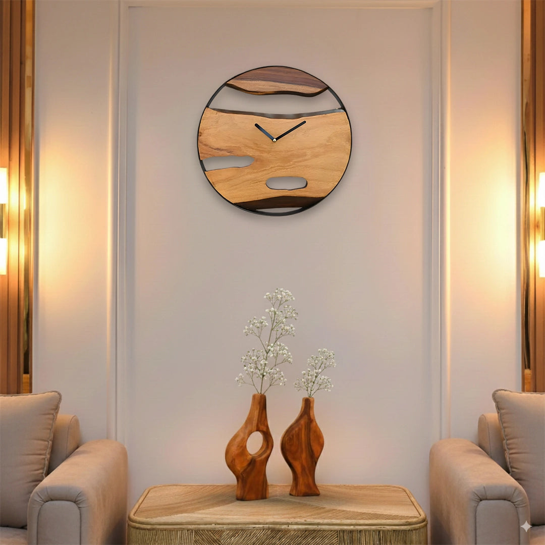 Showstopper Pair (Oco Live Edge Clock + Willow Duo Live Edge Vase)