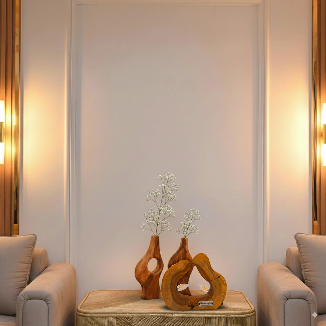 Twin Harmony Set (Twin Flame Live Edge Lamp + Willow Duo Live Edge Vase)