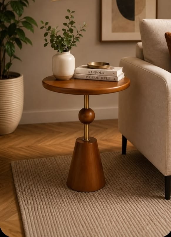 Cora Shesham Pedestal Side Table