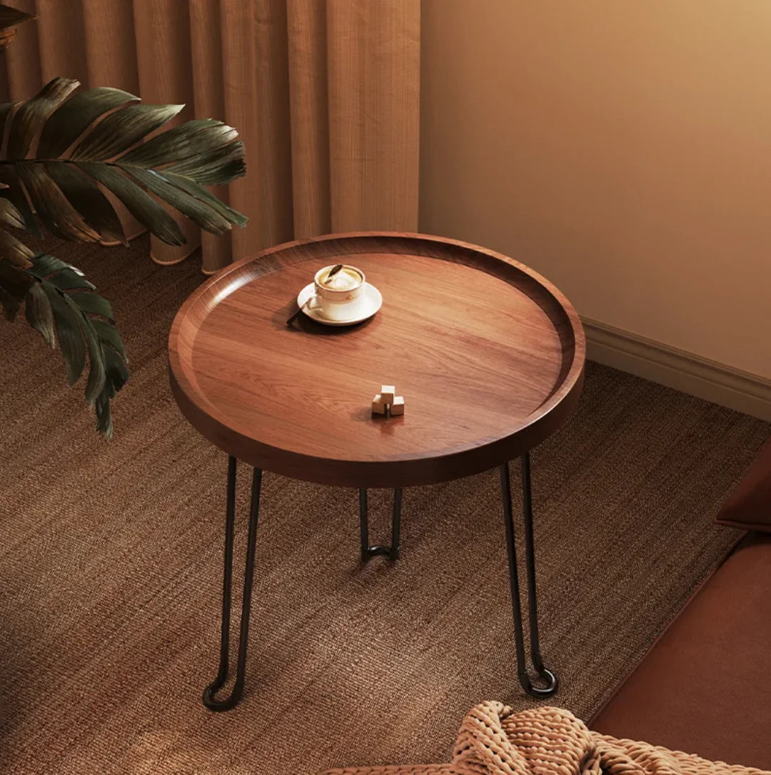 Round Wooden Tray Coffee Table